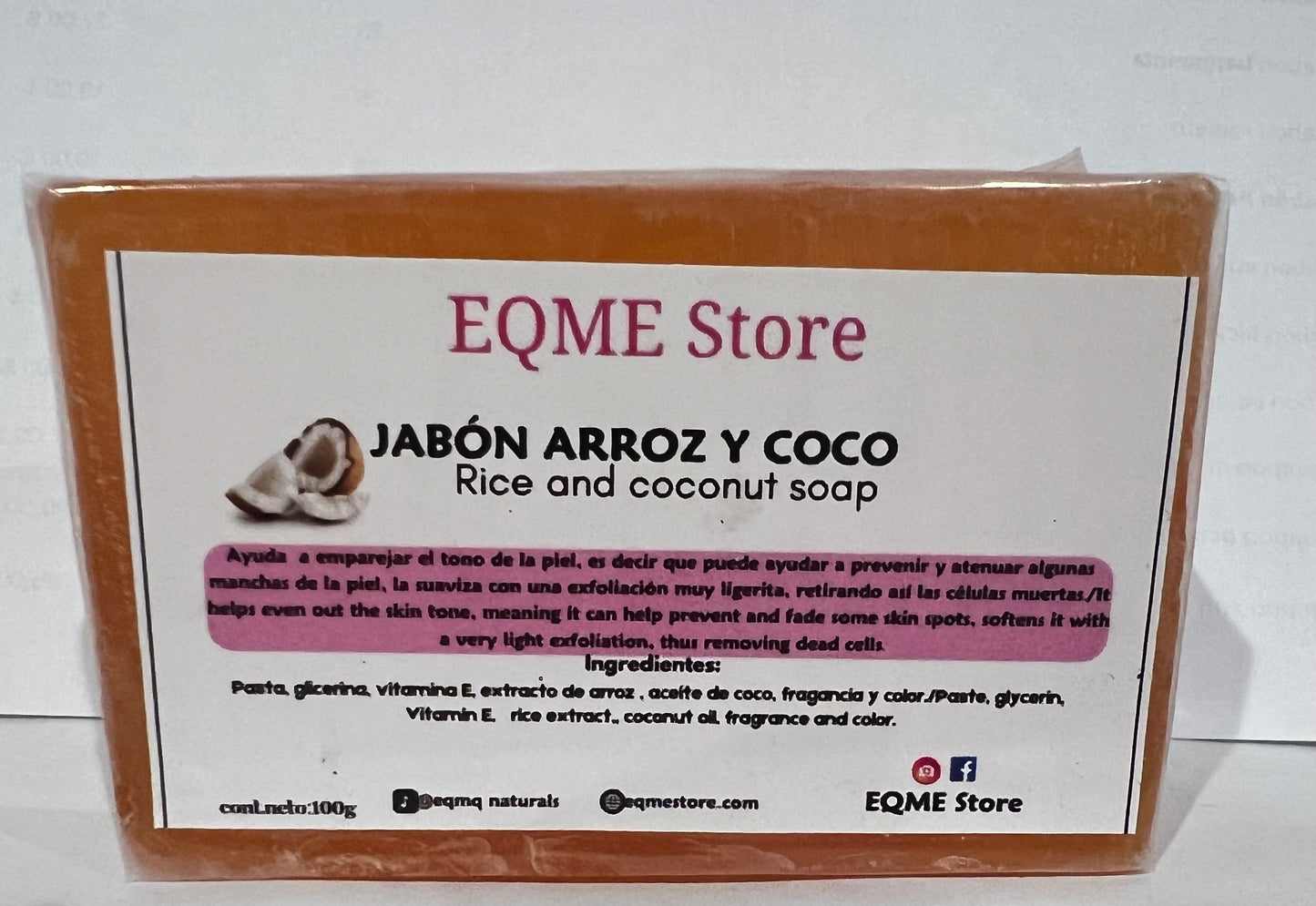 Jabón arroz y coco